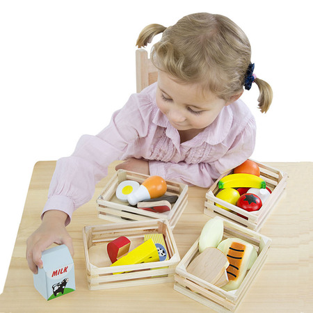 Melissa & Doug Food Groups - Wooden Play Food in Crates 271